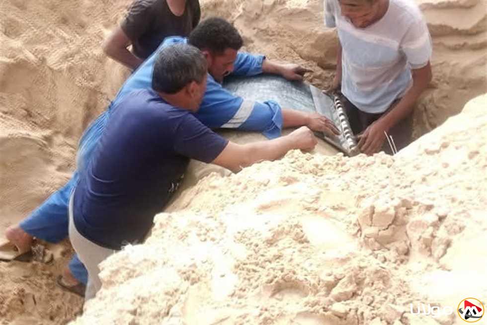 ترميم خط المياه الذي يمد مدينة بئر العبد