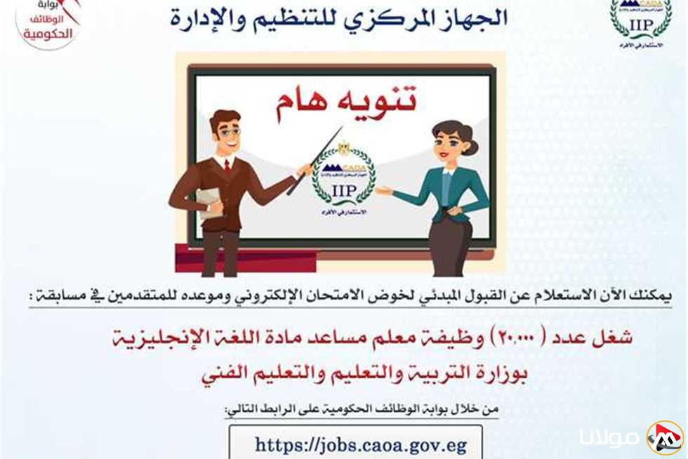 رابط نتائج مسابقة 20 ألف معلم مساعد للغة الإنجليزية من خلال بوابة الوظائف الحكومية.. تعرف على الشروط.