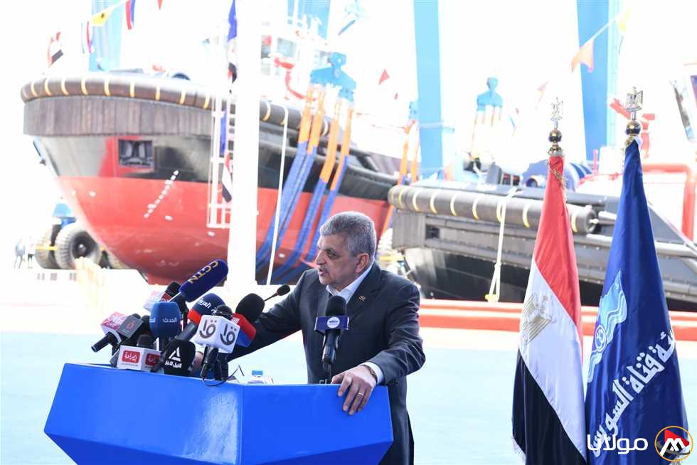 رئيس قناة السويس يشهد إطلاق قاطرتين جديدتين ‘عزم 1 و2’ لتعزيز أسطول الهيئة في عمليات الإنقاذ البحري