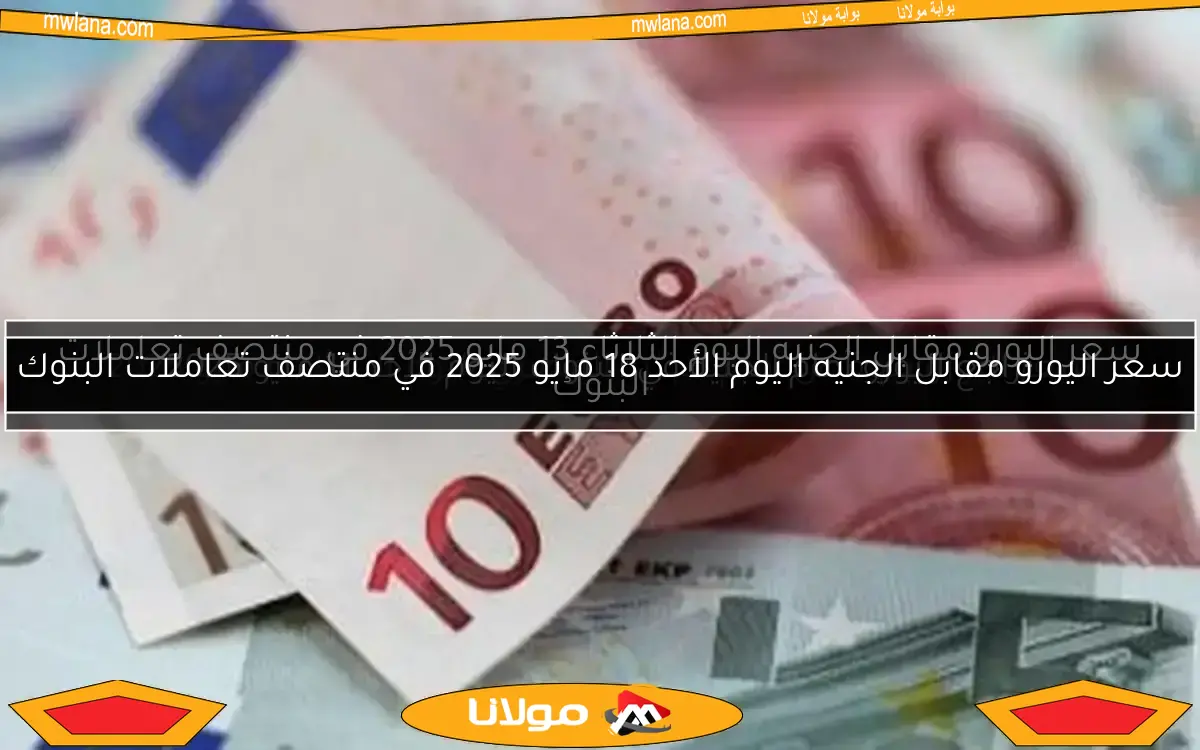 سعر اليورو مقابل الجنيه اليوم الأحد 18 مايو 2025 في منتصف تعاملات البنوك