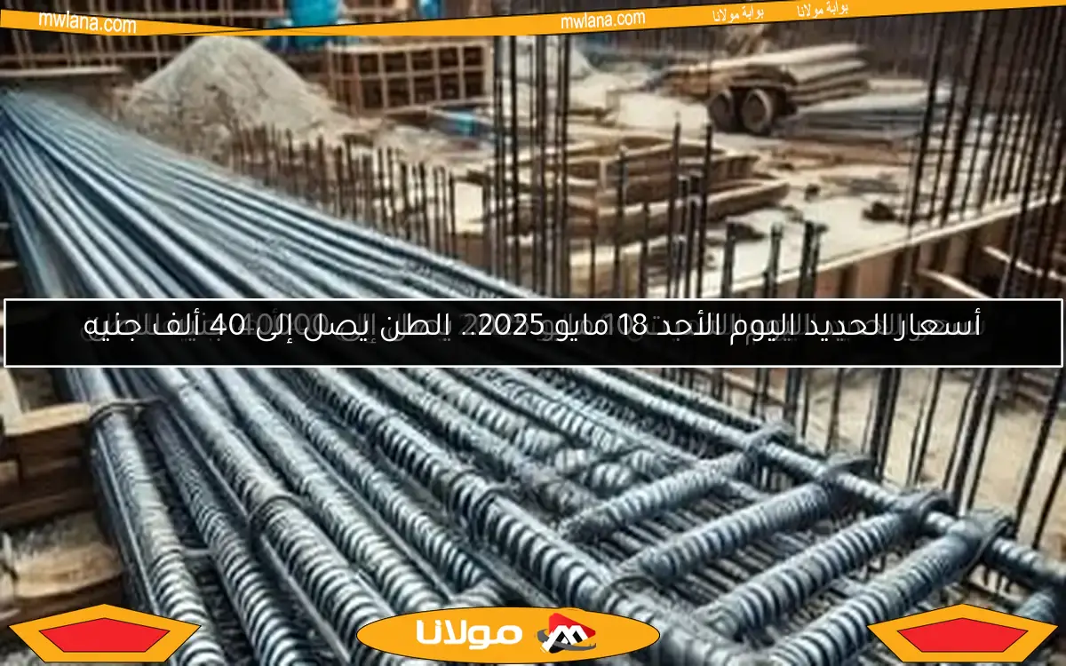 سعر الحديد اليوم السبت 10 مايو 2025 يصل إلى 40000 جنيه للطن