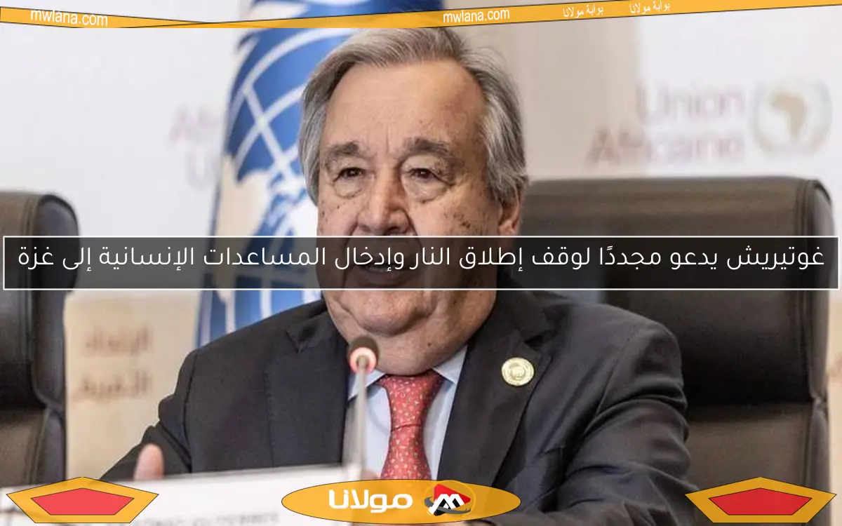 غوتيريش يدعو مجددًا لوقف إطلاق النار وإدخال المساعدات الإنسانية إلى غزة