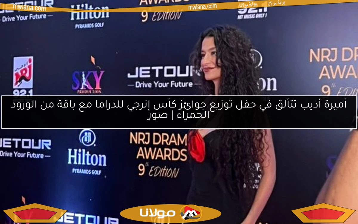 أميرة أديب تتألق في حفل توزيع جوائز كأس إنرجي للدراما مع باقة من الورود الحمراء | صور