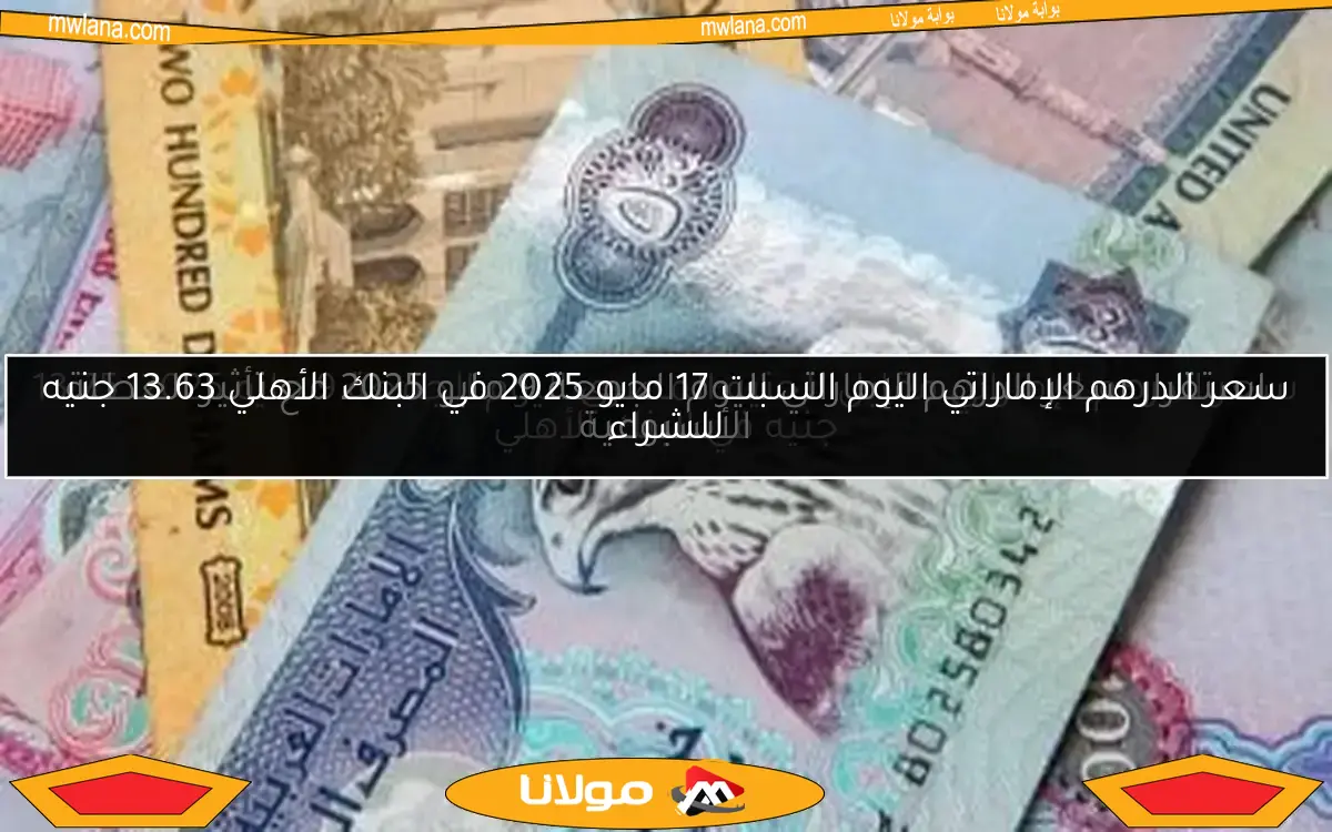 سعر الدرهم الإماراتي مقابل الجنيه المصري اليوم الجمعة 9 مايو 2025، 13.75 جنيه في البنك الأهلي