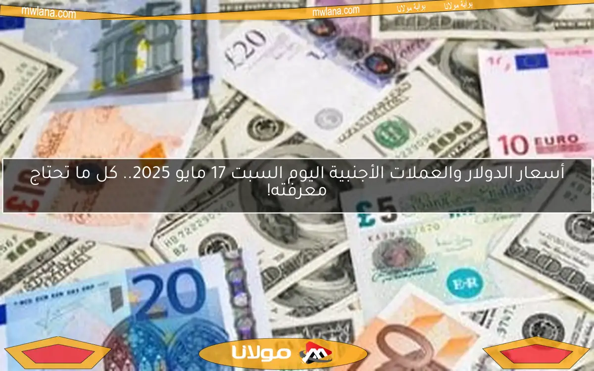 أسعار الدولار والعملات الأجنبية اليوم السبت 17 مايو 2025.. كل ما تحتاج معرفته!