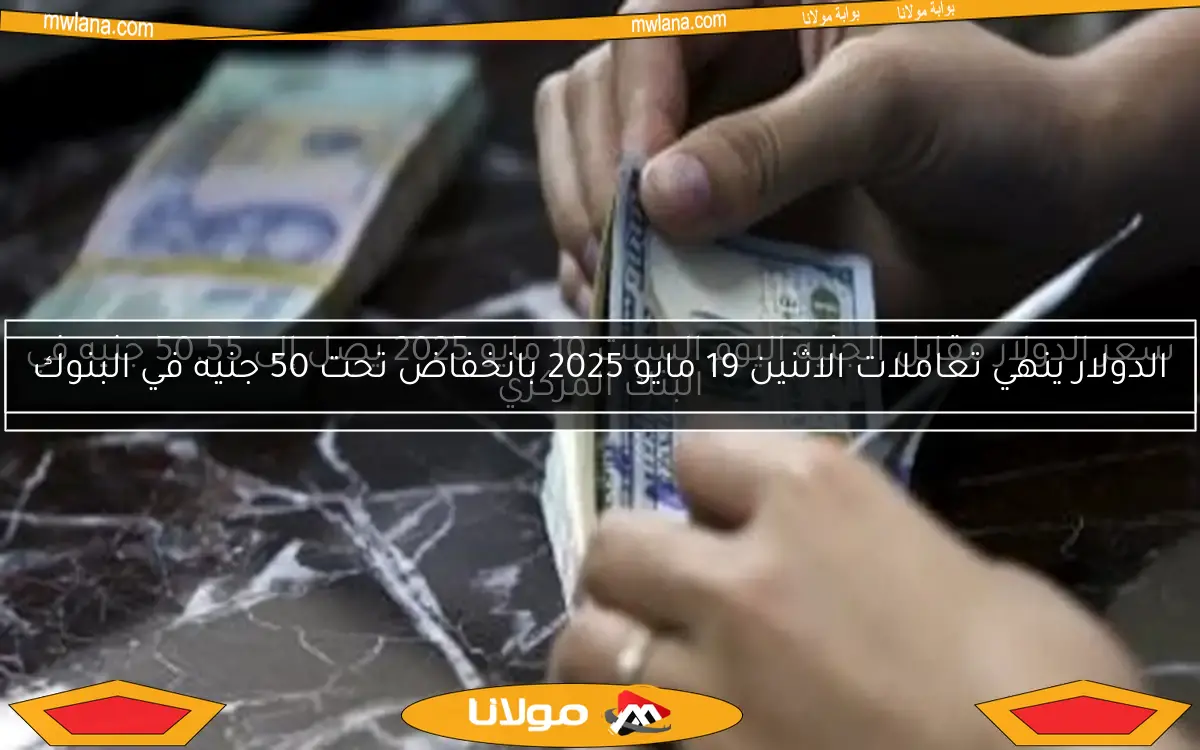 الدولار ينهي تعاملات الاثنين 19 مايو 2025 بانخفاض تحت 50 جنيه في البنوك