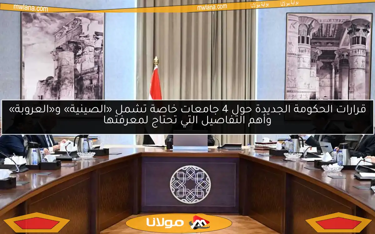 قرارات الحكومة الجديدة حول 4 جامعات خاصة تشمل «الصينية» و«العروبة» وأهم التفاصيل التي تحتاج لمعرفتها