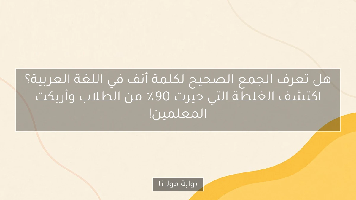 هل تعرف الجمع الصحيح لكلمة أنف في اللغة العربية؟ اكتشف الغلطة التي حيرت 90٪ من الطلاب وأربكت المعلمين!