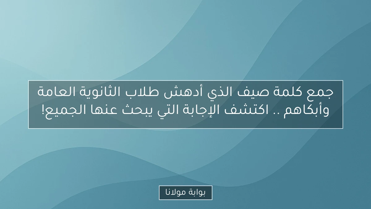 جمع كلمة صيف الذي أدهش طلاب الثانوية العامة وأبكاهم .. اكتشف الإجابة التي يبحث عنها الجميع!