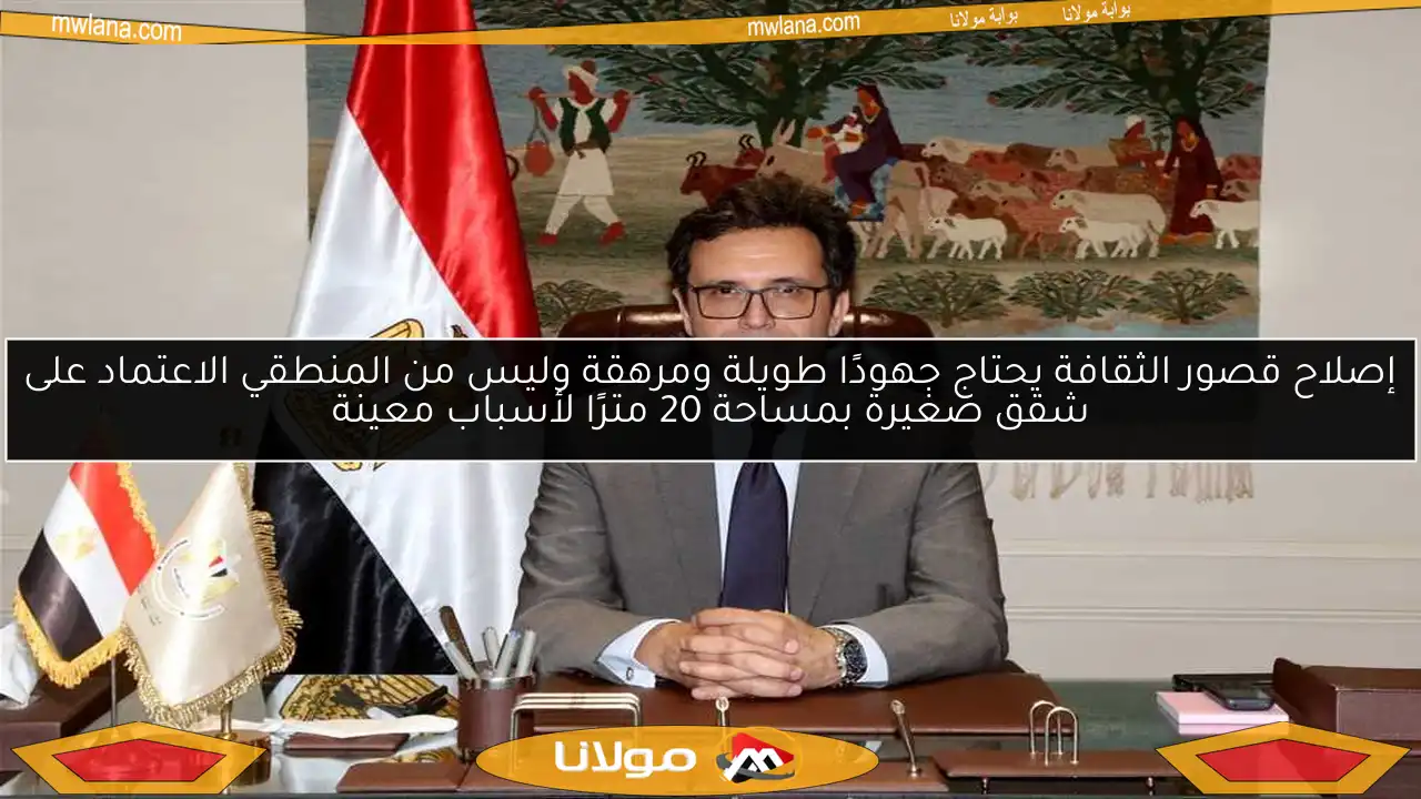 إصلاح قصور الثقافة يحتاج جهودًا طويلة ومرهقة وليس من المنطقي الاعتماد على شقق صغيرة بمساحة 20 مترًا لأسباب معينة