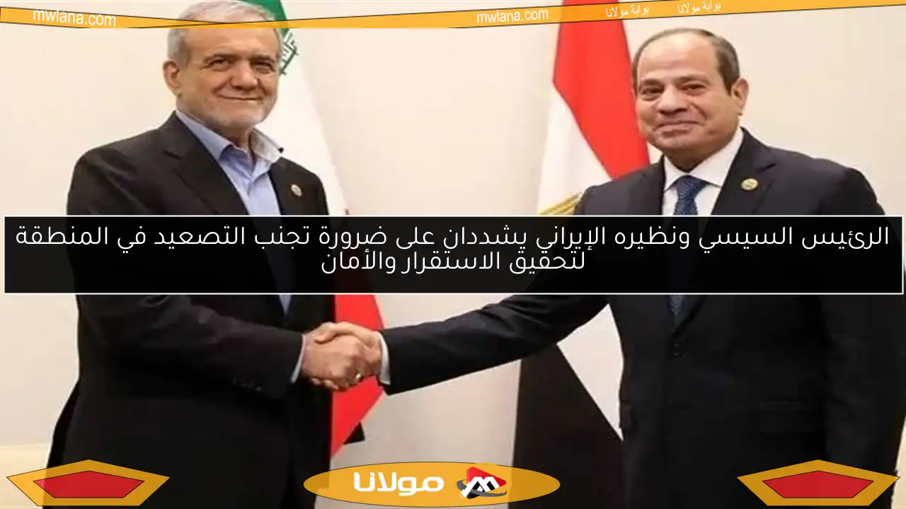 الرئيس السيسي ونظيره الإيراني يشددان على ضرورة تجنب التصعيد في المنطقة لتحقيق الاستقرار والأمان