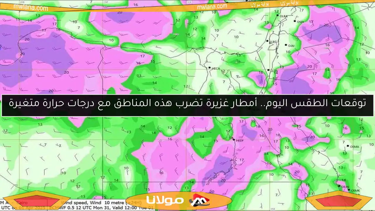 توقعات الطقس اليوم.. أمطار غزيرة تضرب هذه المناطق مع درجات حرارة متغيرة