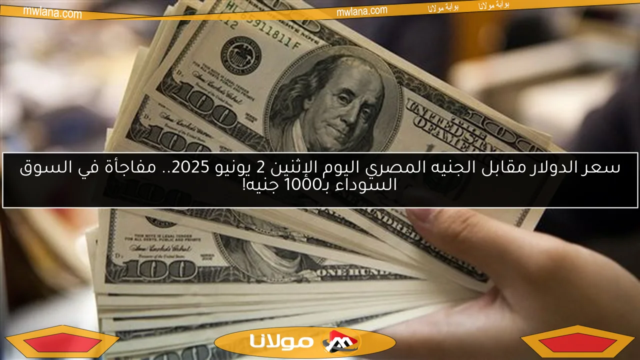 سعر الدولار مقابل الجنيه المصري اليوم الإثنين 2 يونيو 2025.. مفاجأة في السوق السوداء بـ1000 جنيه!