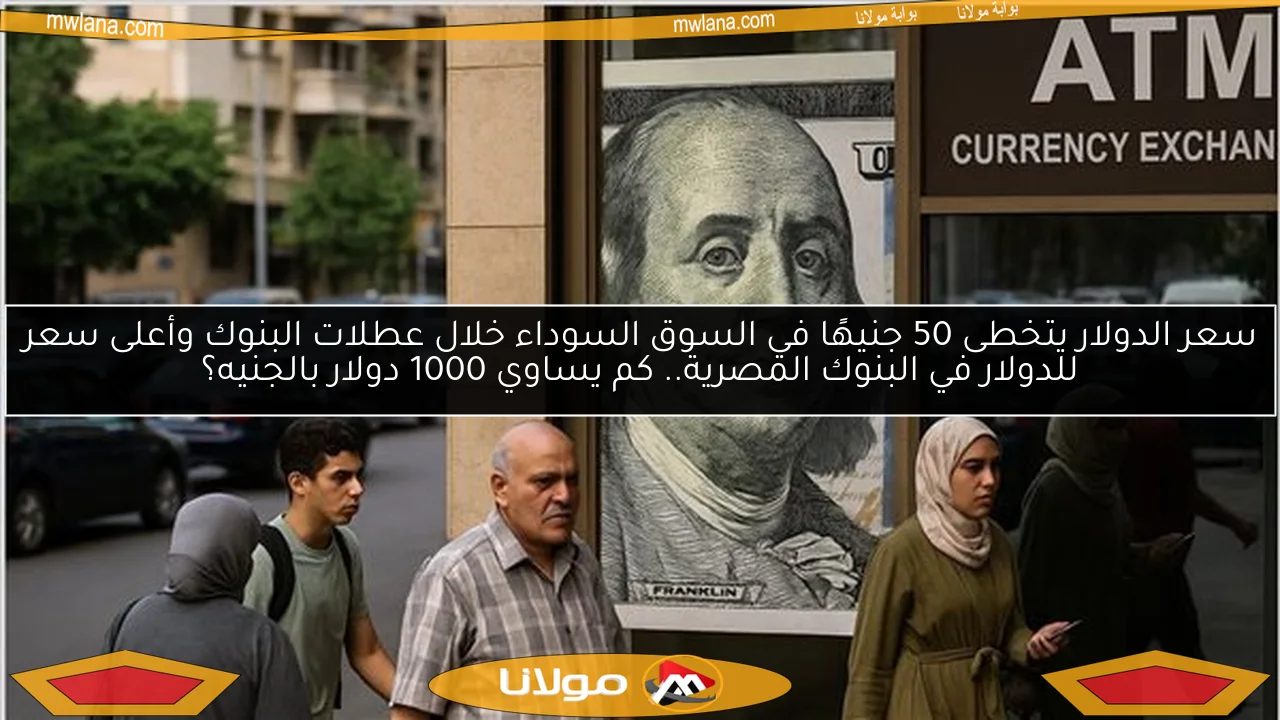 سعر الدولار يتخطى 50 جنيهًا في السوق السوداء خلال عطلات البنوك وأعلى سعر للدولار في البنوك المصرية.. كم يساوي 1000 دولار بالجنيه؟